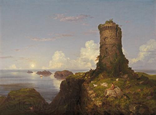 Thomas Cole Romantic Landscape with Ruined Tower France oil painting art